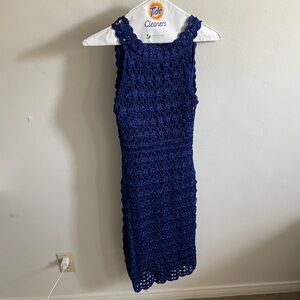 INC International Concepts Navy Crochet Midi Dress